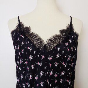 nwt victoria's secret satin and lace luxe cami top flowy silky floral